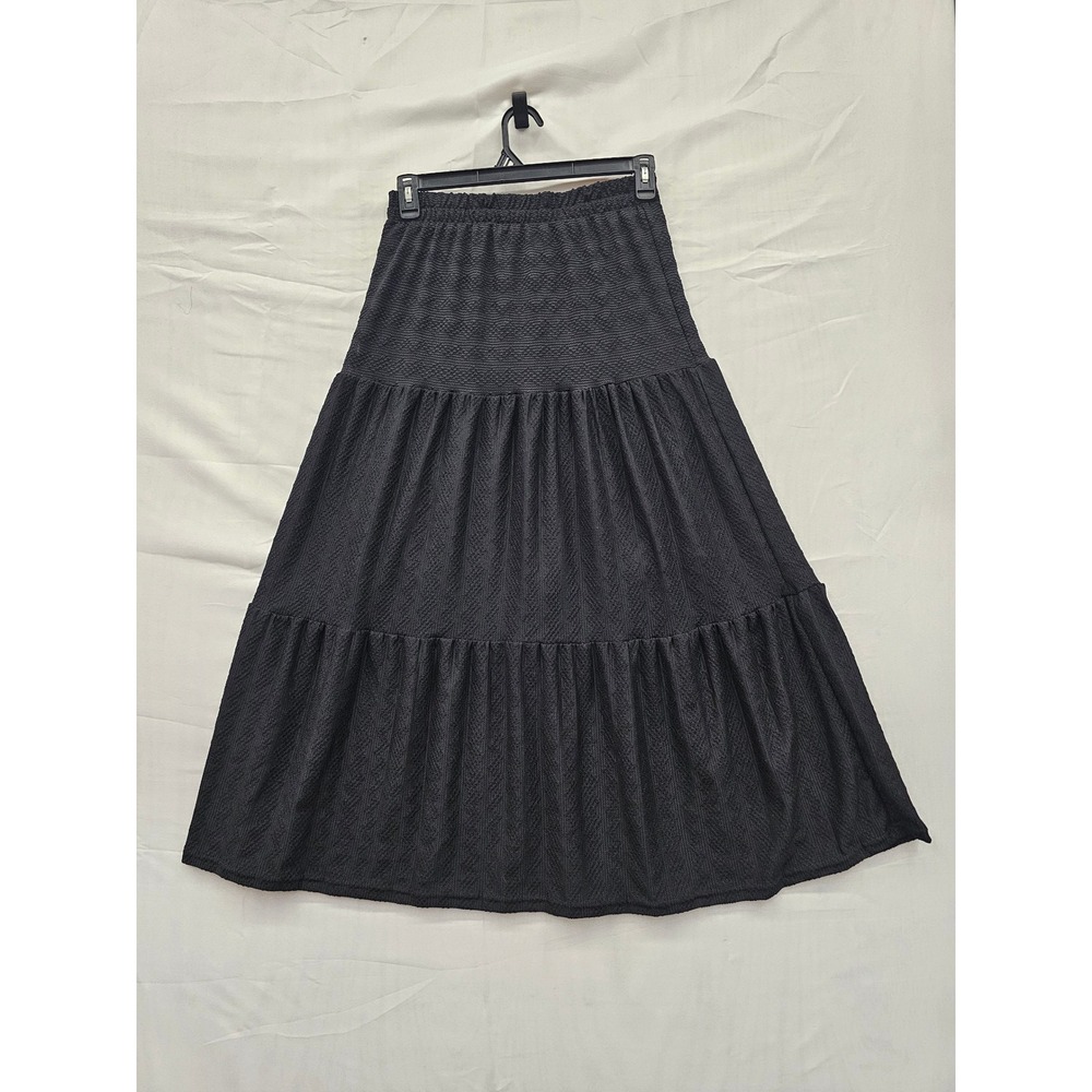 Wild Fable Womens Tiered Maxi Skirt Black Polyester Blend Casual Size Medium